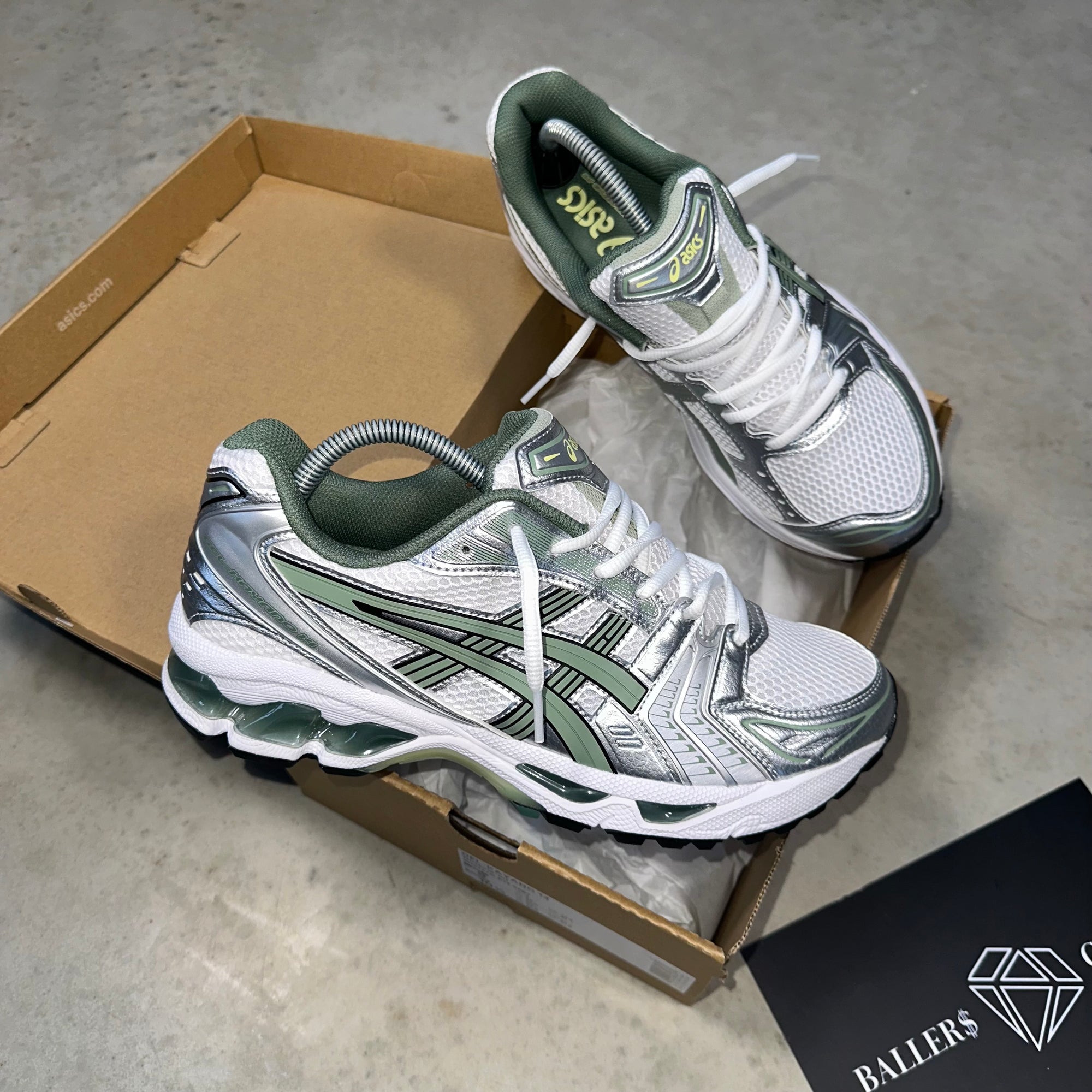 ASICS Gel-Kayano 14 White Pure Silver Slate Grey Sage